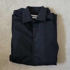 Zara Mens Slim fit black textured dress shirt